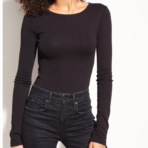 VINCE Black Long sleeve Bodysuit onesie leotard to layer  Small - Picture 1 of 16